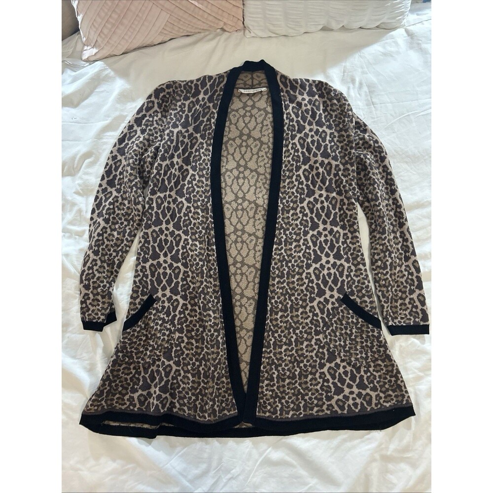 Soft Surroundings Women’s One Size Leopard Cardigan Open Front Fits Sm-Lrg